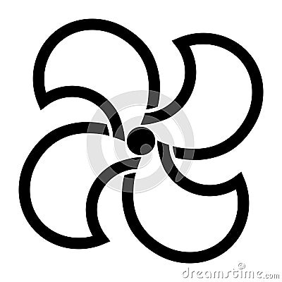 Black isolated silhouette of an airplane propeller or winding isolated on a white background, vector icon Vector Illustration